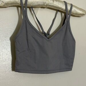 For Love And Lemons Light Gray Ribbed Crop Top